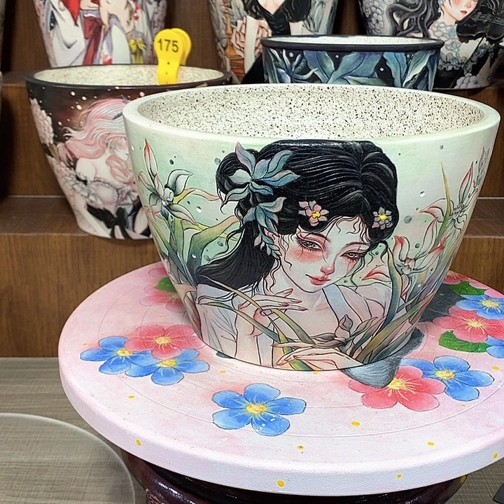 景德镇精品js花盆19/13.5