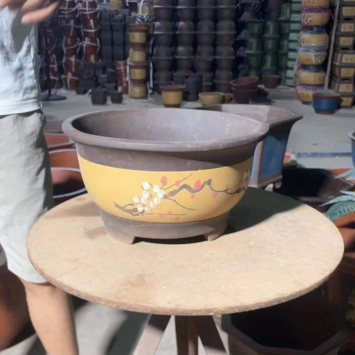 黄色富贵点彩大花盆花盆