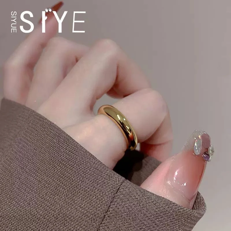 铜合金戒指 素圈亮面戒指6mm男女情侣对戒闭口戒指黄金色