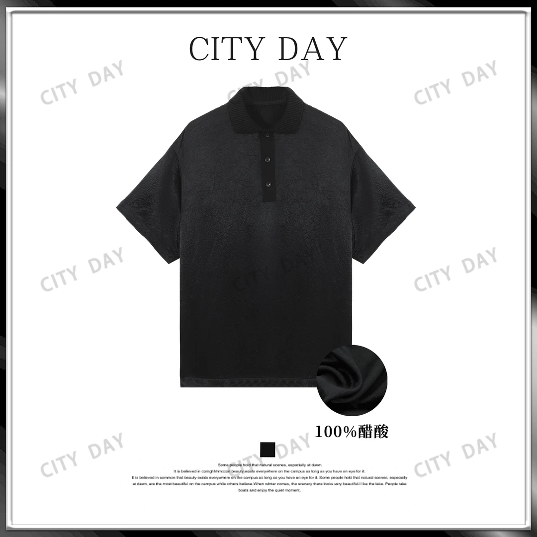 CityDay【楠哥】丝雾美学 100醋酸 晶格挑孔奢感柔光老钱Polo 70061