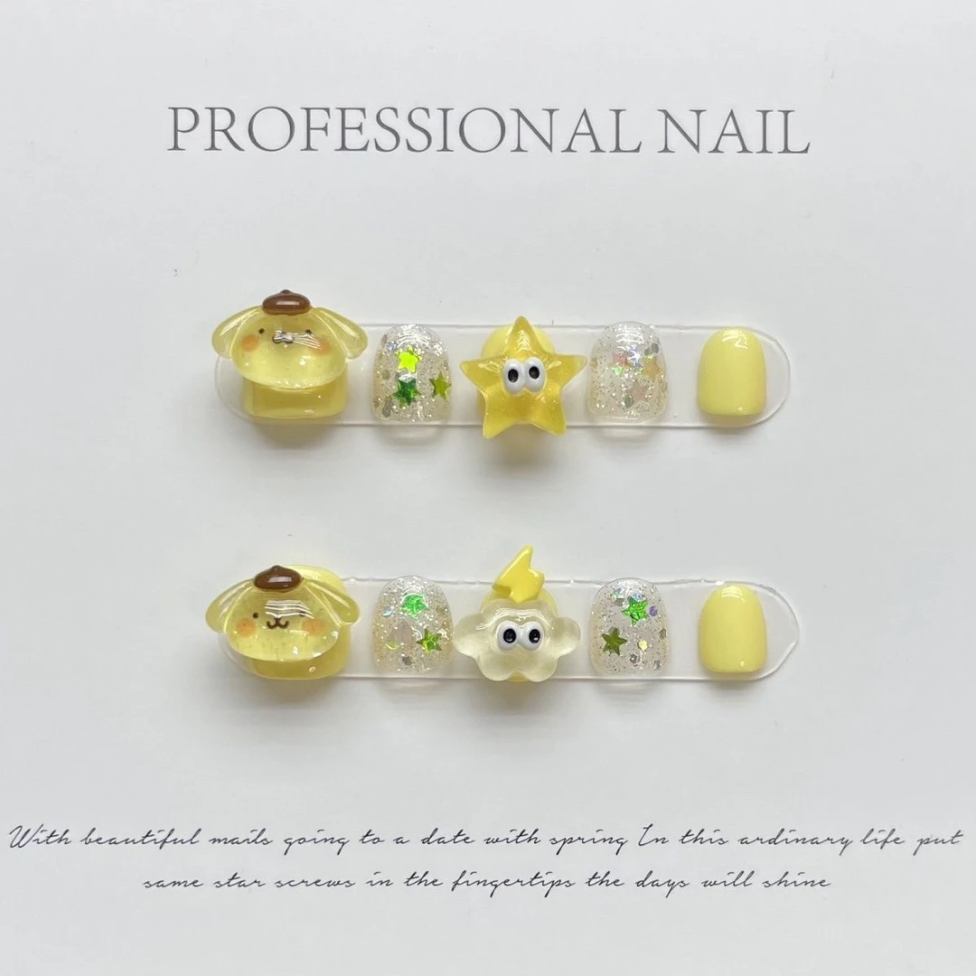 女孩穿戴甲短款女孩穿戴式美甲贴假指甲贴片少女心可爱卡通学生