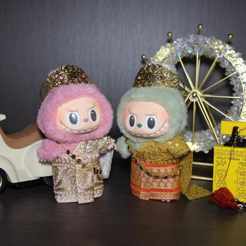 拉布布泰式服泰国服饰泰装娃衣labubu搪胶衣服马卡龙17cm坐坐派