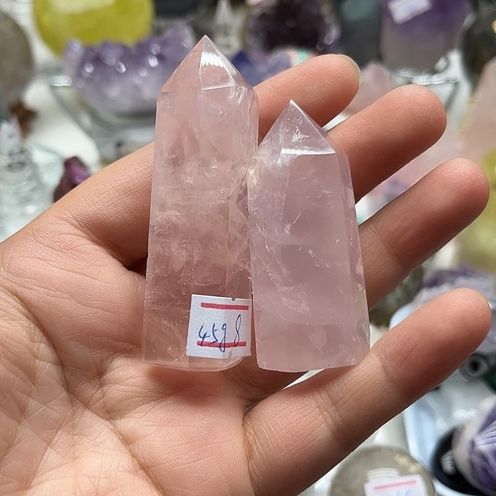 水晶珠宝半成品未镶嵌永*84克粉水晶柱