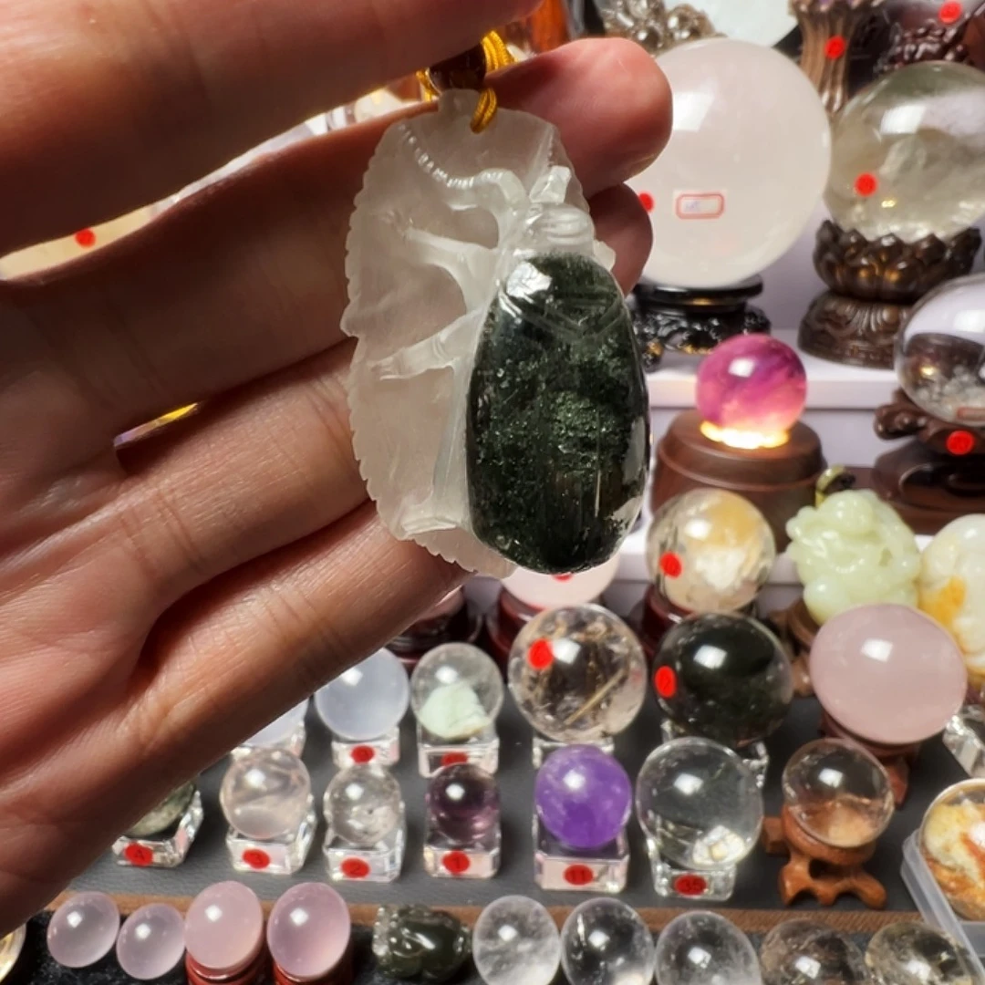 未镶嵌颈饰水晶绿幽灵雕刻富甲天下