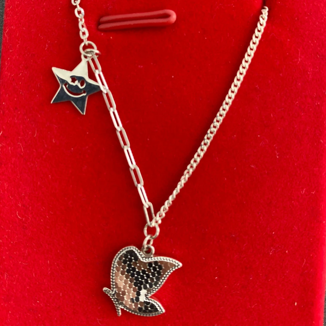 坠链均925银 xl300项链蝴蝶925银碎冰冰礼物小众时尚简约