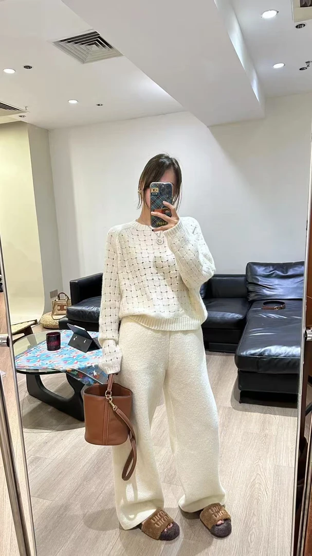 W N N 新品- 羊毛裤-2025年新款百搭休闲宽松羊毛裤女