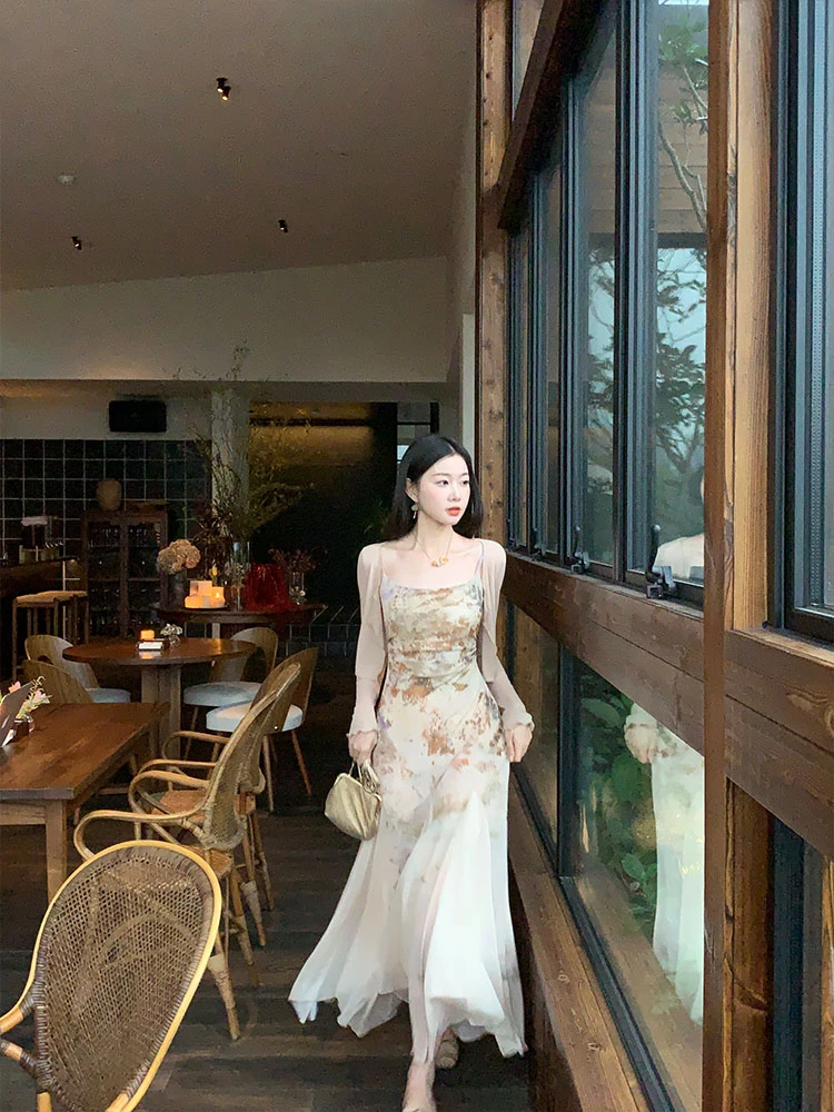 EIA一尧【枯木逢春】气质艺术清冷复古连衣裙禅意小众不规则鱼尾摆