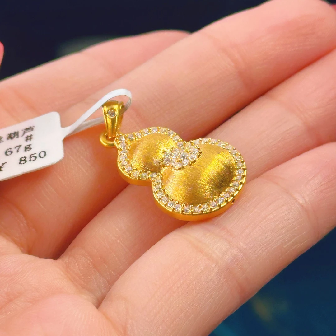 足金999 5D点钻拉丝葫芦小众精致吊坠送礼物国风（不含链）