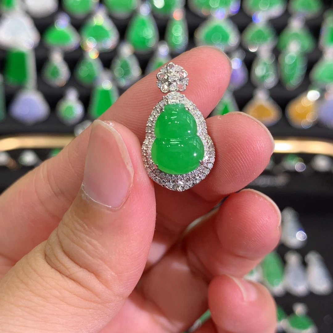 翡翠18K金镶嵌吊坠(不含链)吊坠