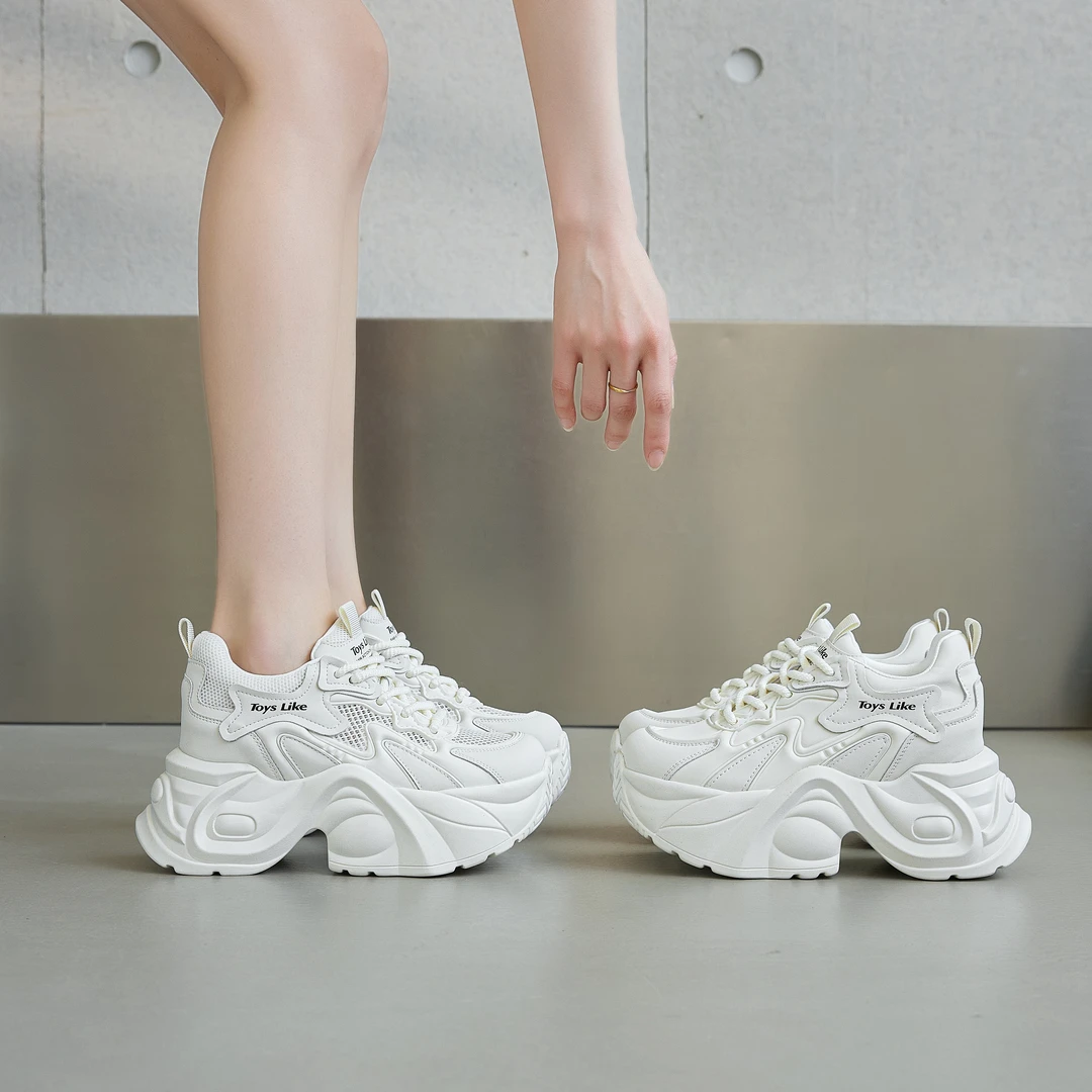 【增高10cm】老爹鞋女2025春季新款小个子休闲鞋百搭松糕厚底6418