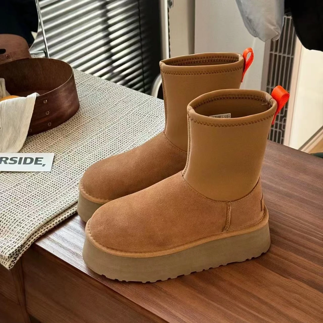 断码清仓【弹力带5公分】桑坡雪地靴羊皮毛一体冬季增高百搭保暖