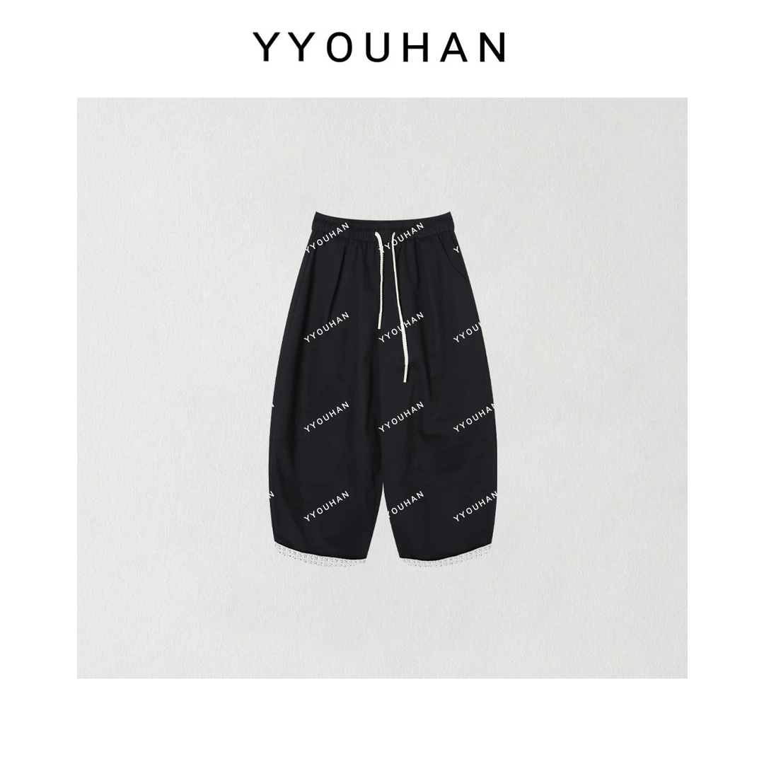 2025春款小众设计极简风蕾丝花边百搭休闲裤 2502C594