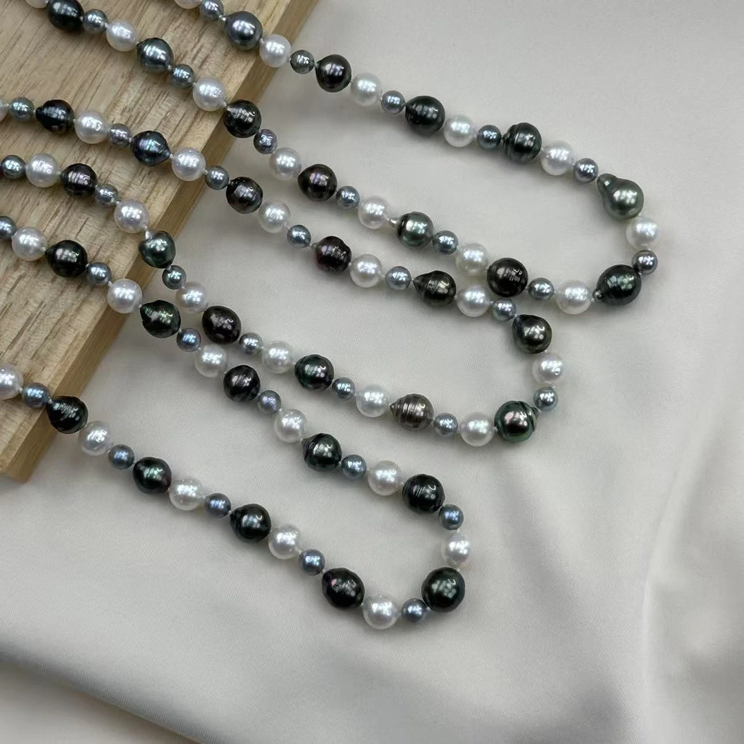TX294【我是澳白展会款】天然海水混彩珍珠满串5.5-11mm多样性发一