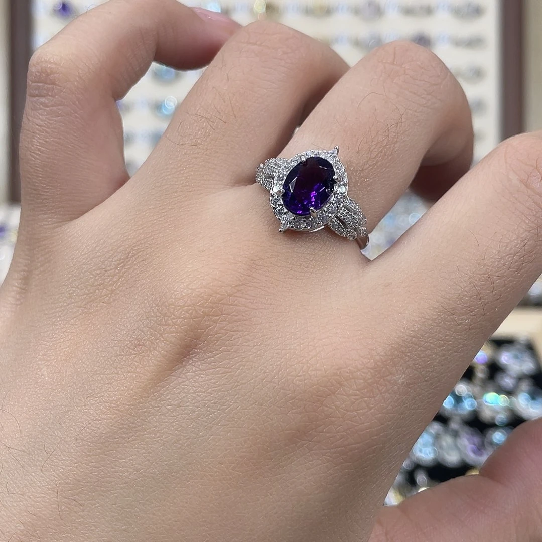 戒指银S925镶嵌紫晶