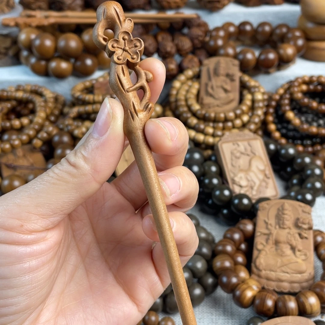 檀香木老山檀香黑肉发簪发饰