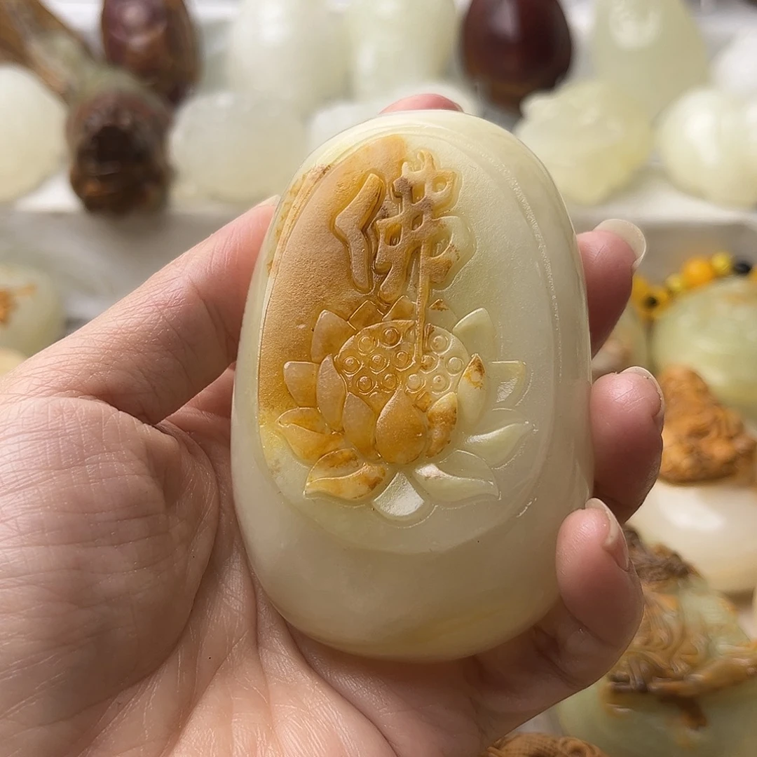 石材方解石手把摆件不退换佛莲