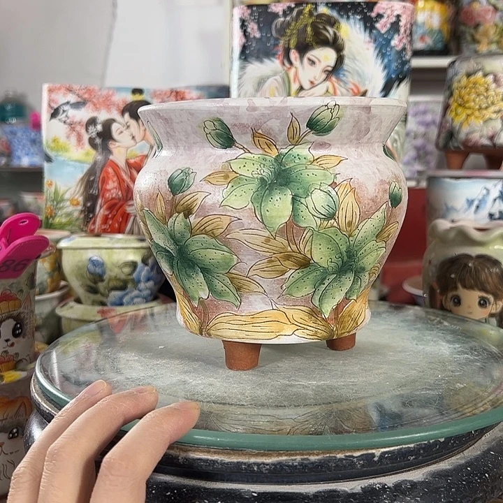 满38包邮 景德镇幸运花盆