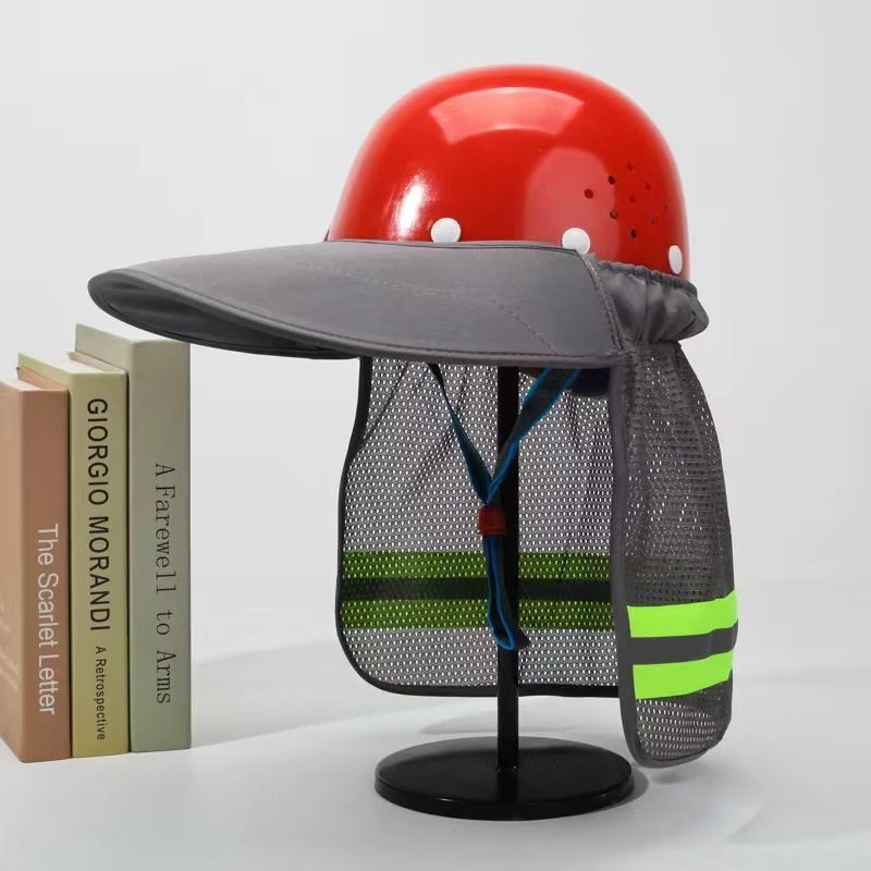 夏季建筑工地安全帽防晒鸭舌透气大帽沿遮阳帽户外网格工地防晒帽