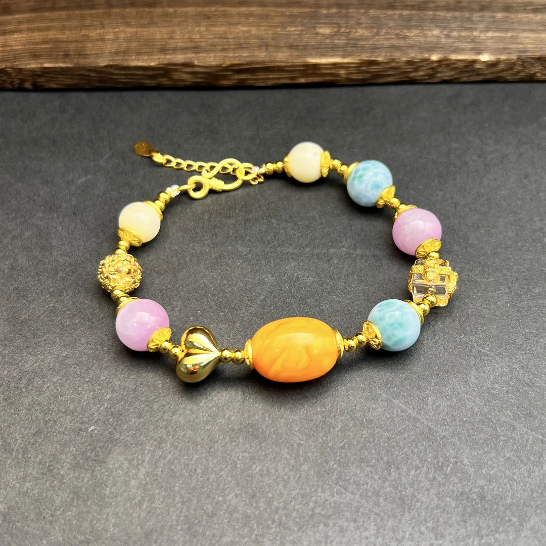 【藏真阁】H1979天然珠宝琥珀蜜蜡枣珠设计款多宝女士手串