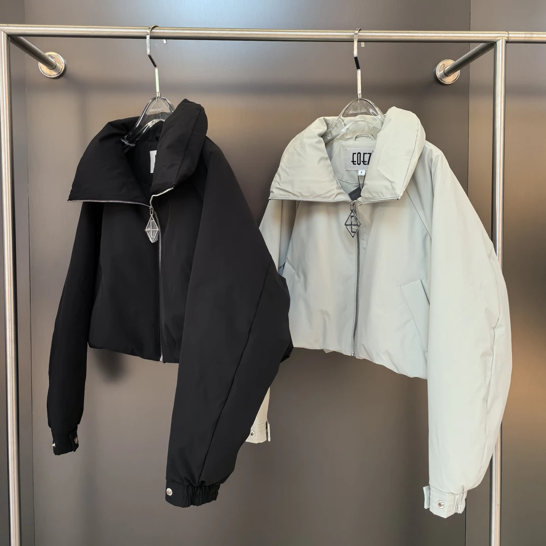EOEZ鹅绒服2025冬季新款EZY7025 休闲宽松短款羽绒服鹅绒服长袖