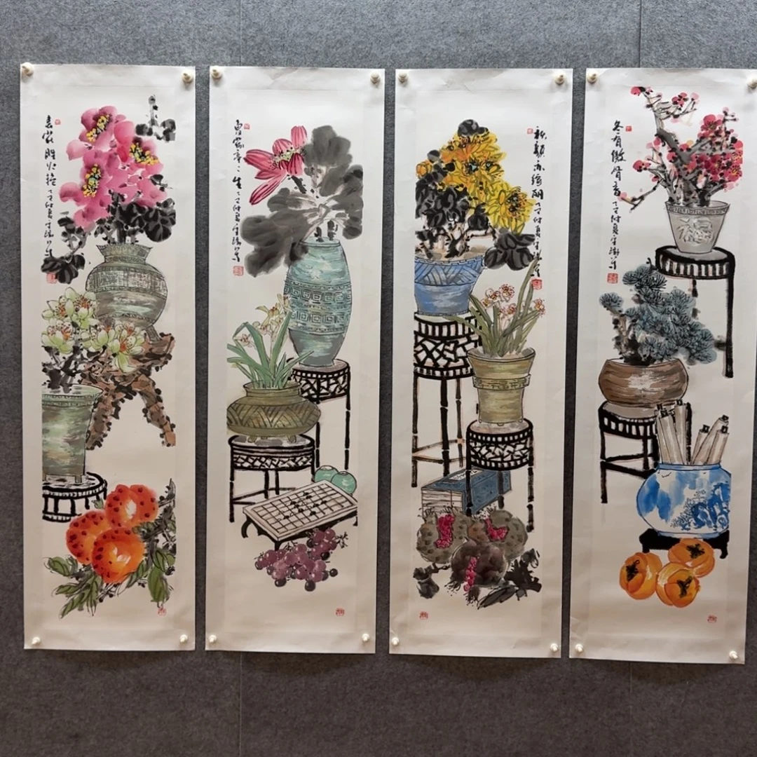 国画四尺对开作品一套