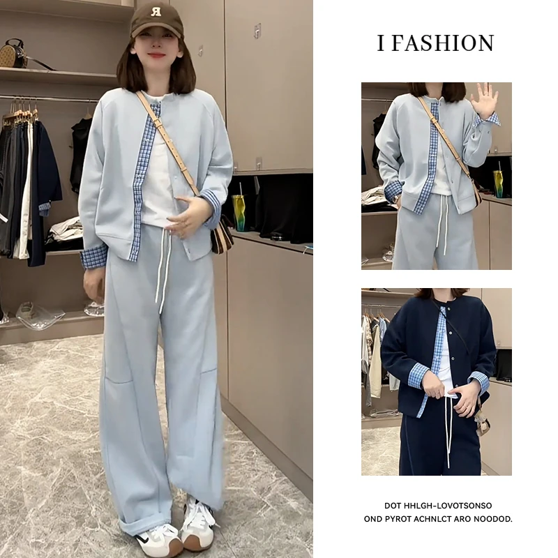 高含棉小个子休闲减龄套装女2025年春秋新款洋气外套长裤两件套