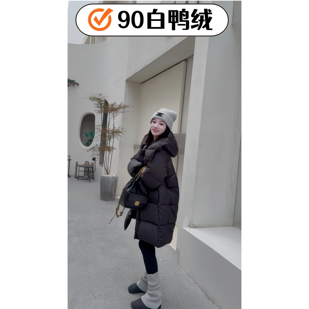 ZZ茧型云朵泡芙羽绒服女中长款90白鸭绒冬季保暖时尚休闲外套潮