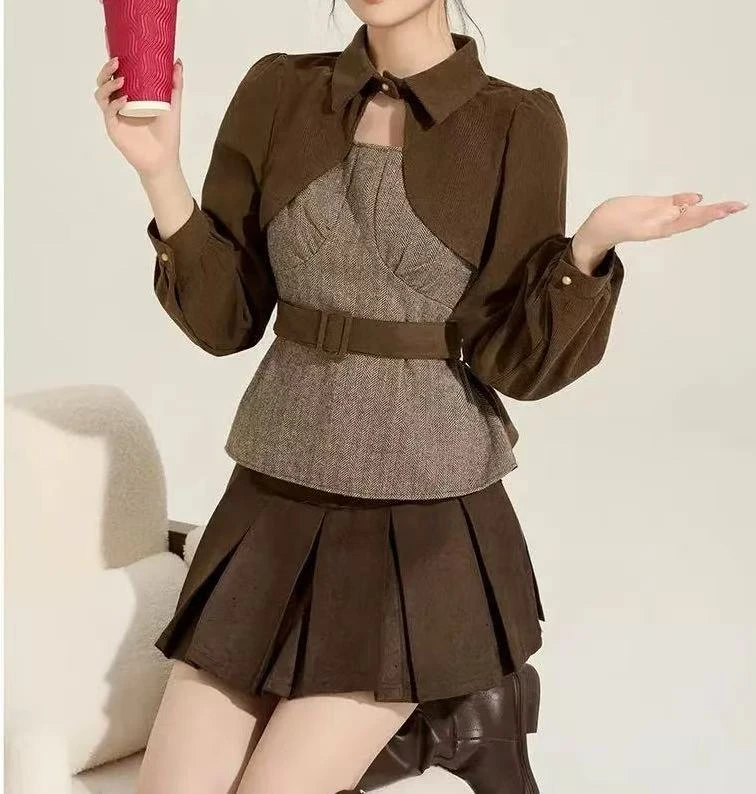 乐柠柠显瘦复古秋季长袖显瘦收腰法式气质复古时尚时尚时尚链接