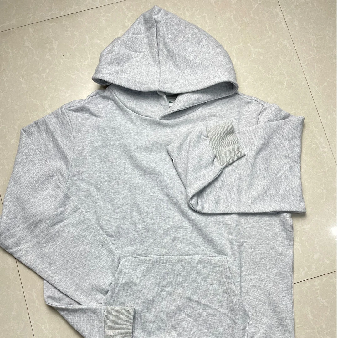 W70男士长袖印花连帽灰色卫衣