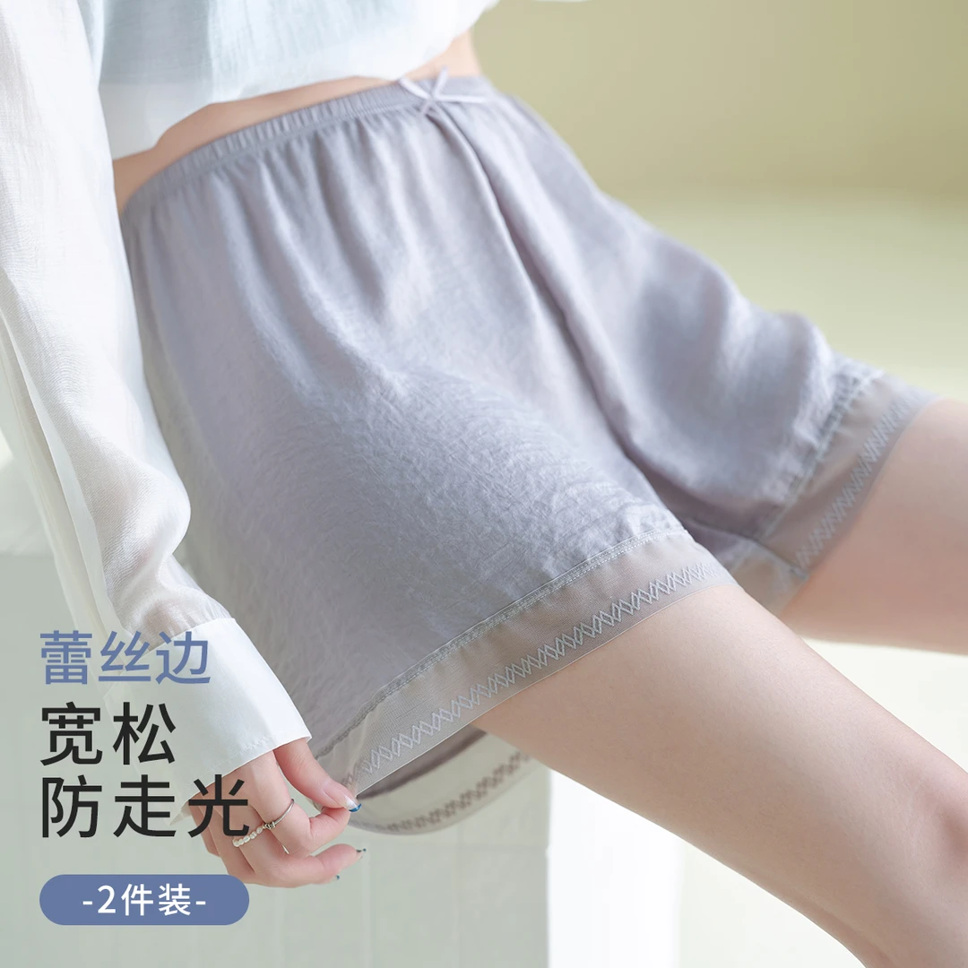 宽松透气安全裤女夏季薄款居家蕾丝花边短裤纯色百搭防走光打底裤