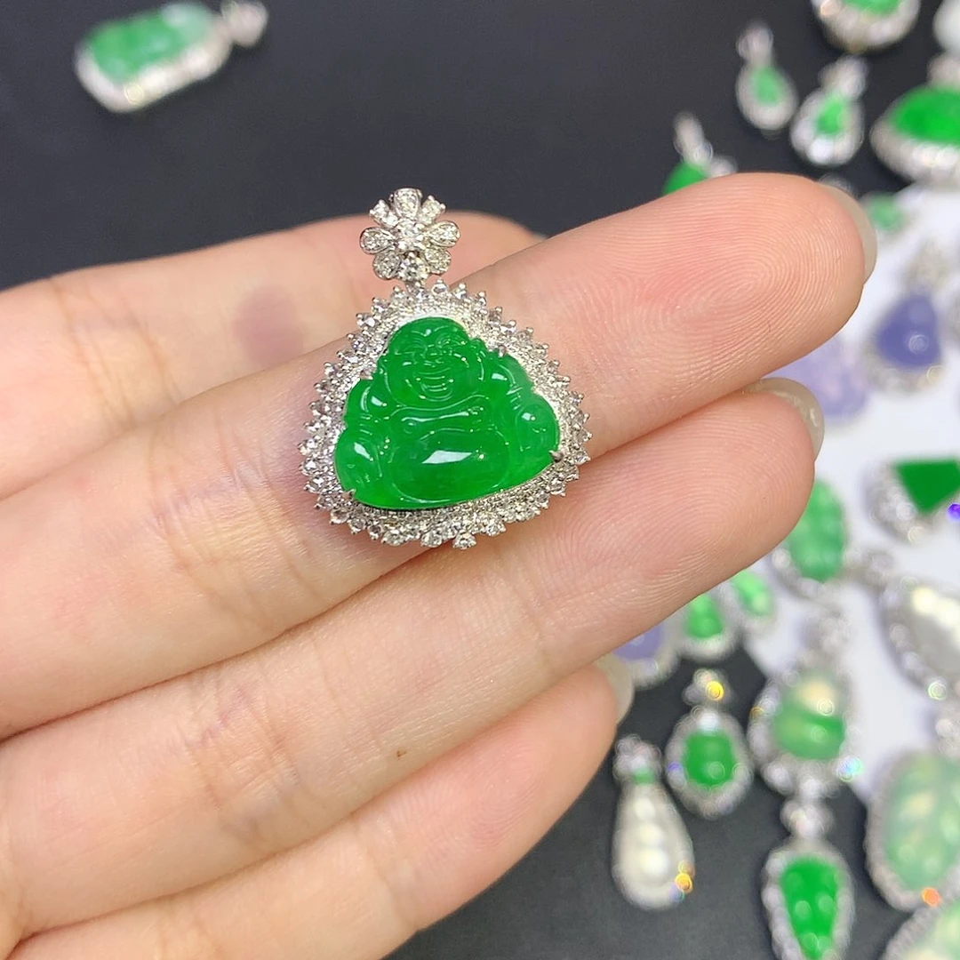 吊坠(赠链)18K金镶嵌翡翠