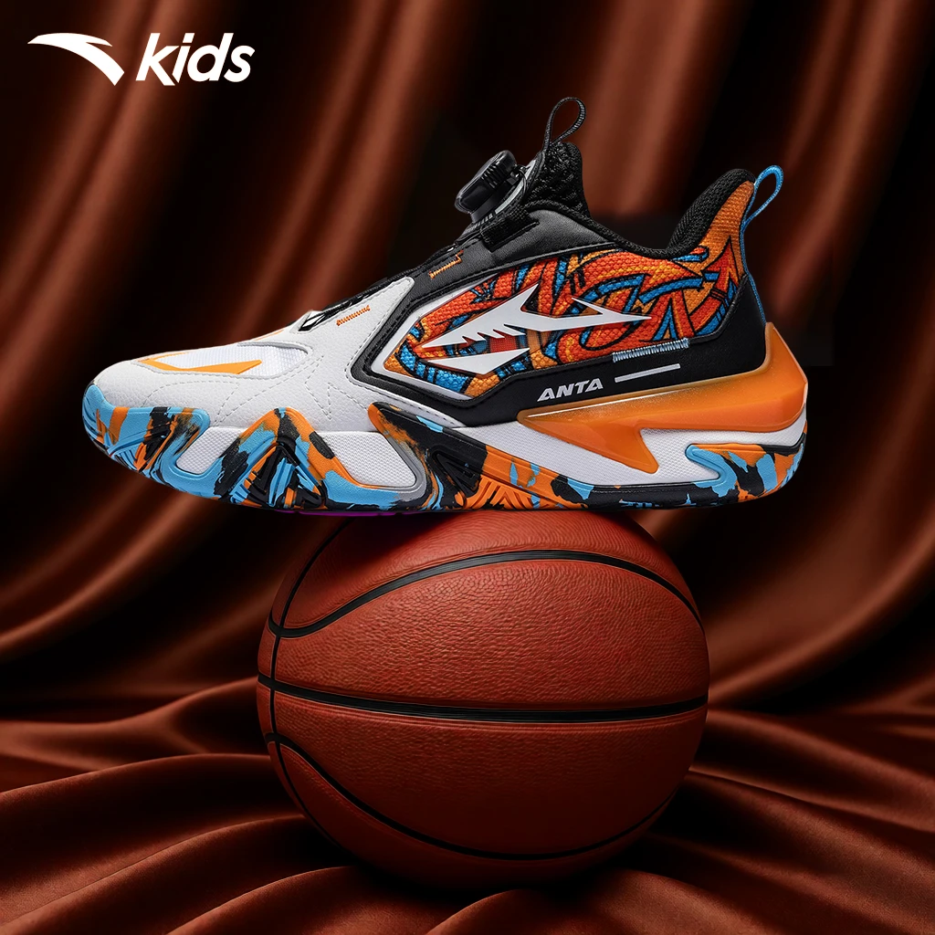 安踏儿童男大童2025新款逆鳞防滑耐磨旋钮青少篮球鞋
