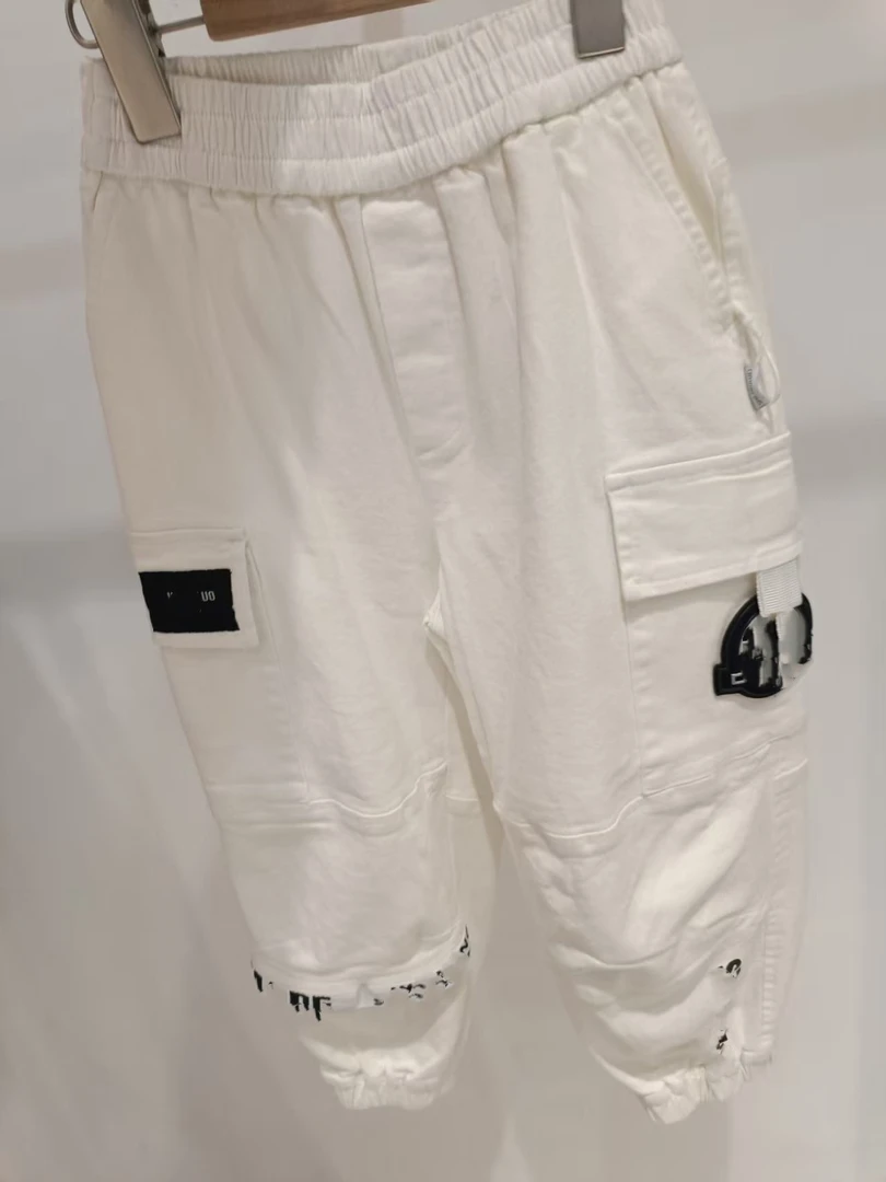 中大童时尚童装裤子儿童1015宽松时尚百搭休闲工装裤白色休闲裤