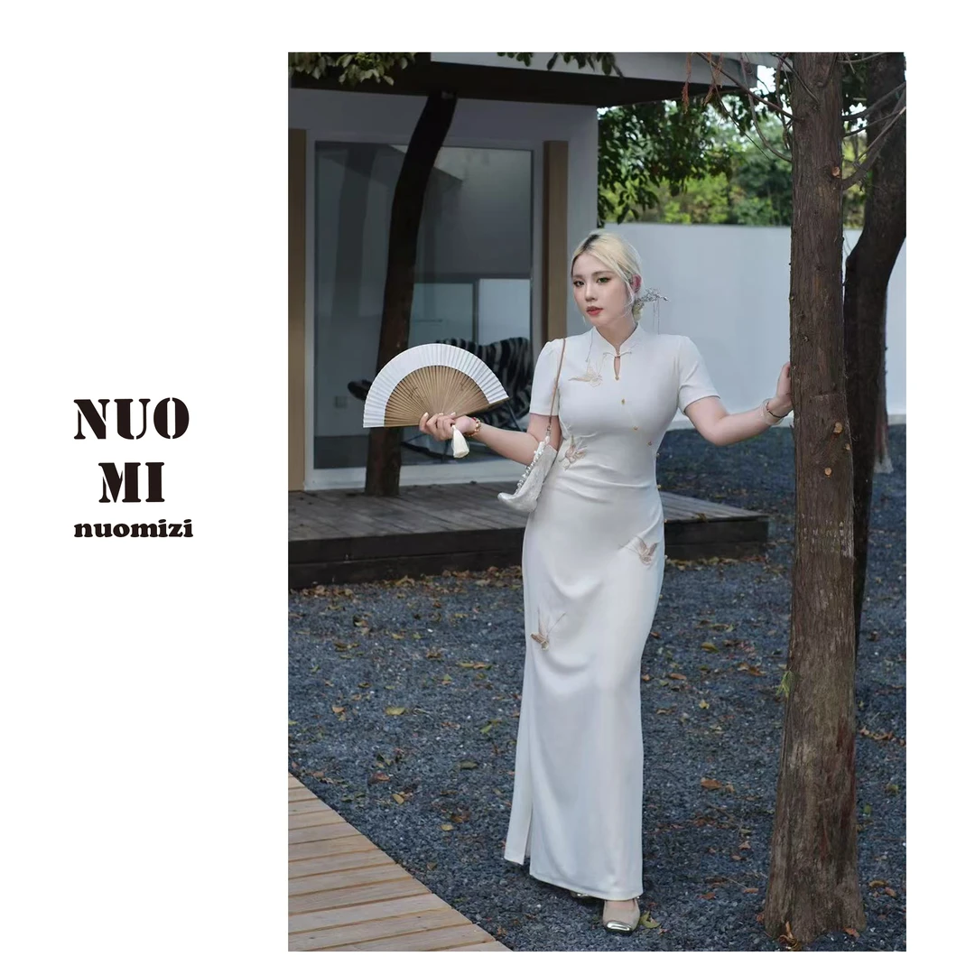 ZOZ糯米子[东方诗意]新中式国风蝴蝶旗袍镂空显瘦高端连衣裙裙子