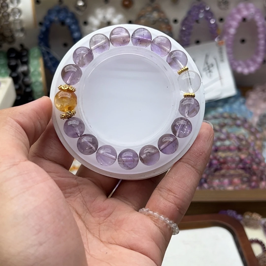 水晶未镶嵌手链紫水晶黄塔手链