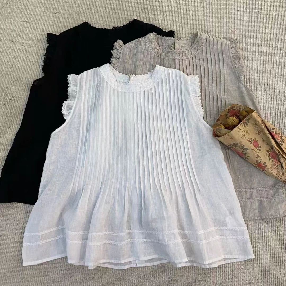 柒尺正品新款圆领飞飞袖衬衫女宽松显瘦气质通勤百搭纯色上衣
