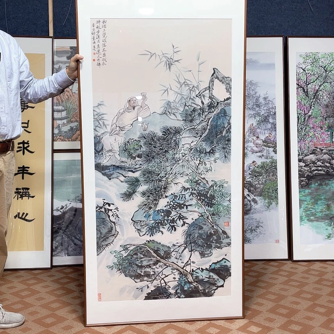 国画手绘画作品带框80/160