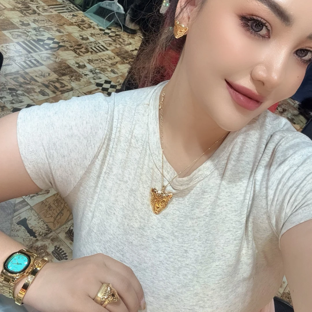 铜合金莫桑石项链 Dlzea铜合金新款豹子头套装饰品