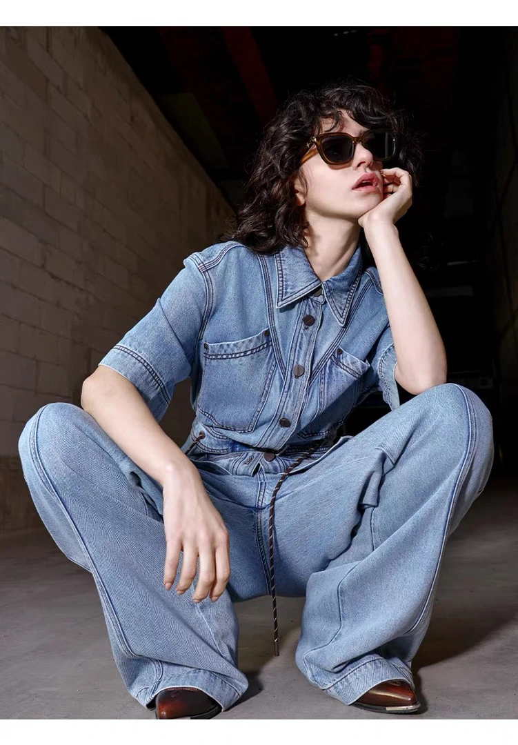 DIAD牛仔蓝短袖牛仔外套