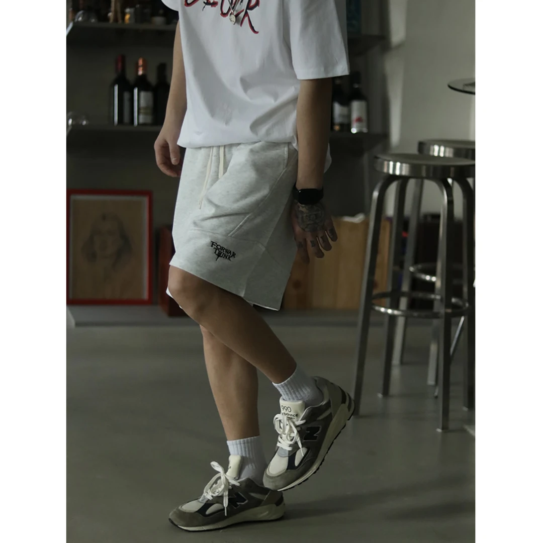 B.Tree 25ss 夏季日系运动舒适五分裤男女日常潮刺绣宽松短裤卫裤