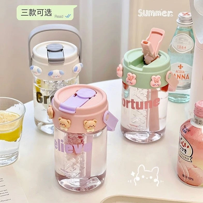 水壶高颜值可爱塑料杯女生夏季大容量学生杯子耐高温吸管杯水杯