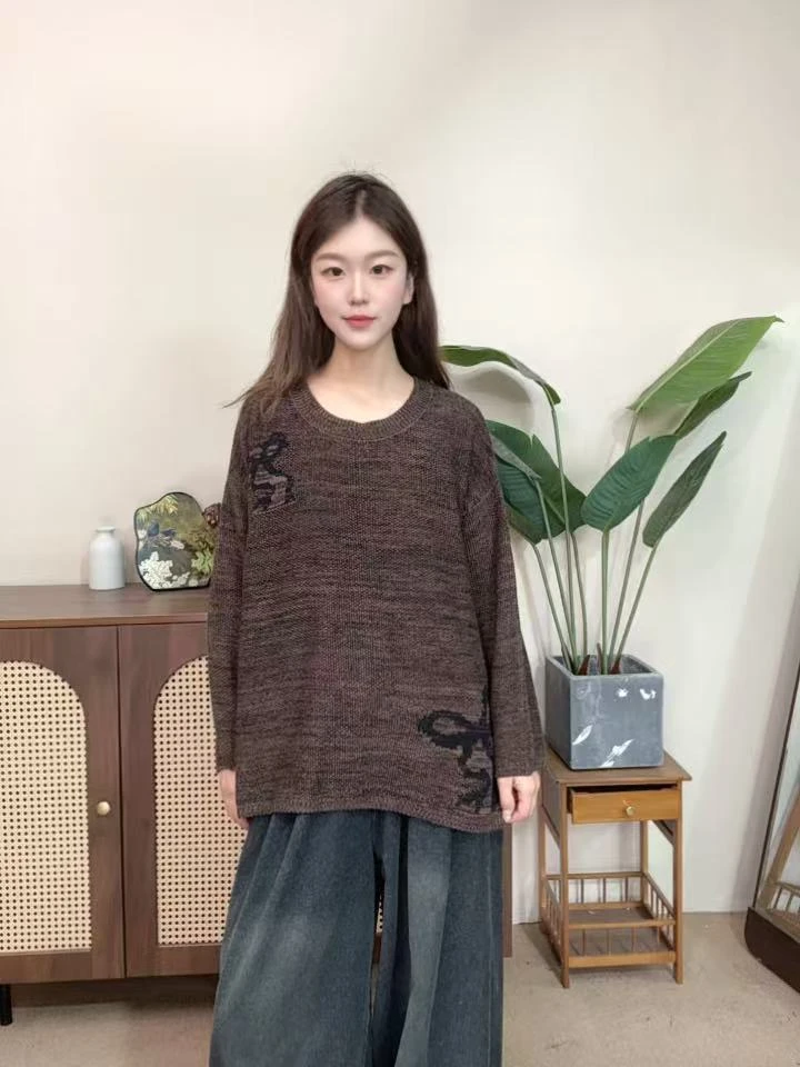 2025秋季新款圆领常规女款针织衫宽松百搭毛衣311