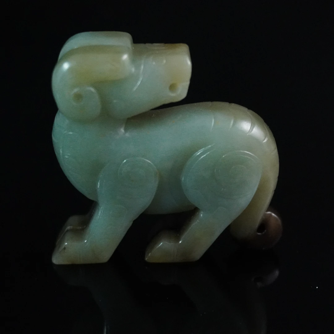 清代和田玉仿古纹瑞兽062343*古玉*传承