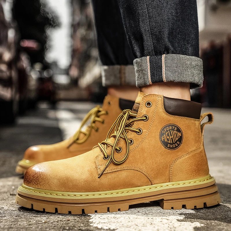 2024新款厚底增高时尚马丁靴潮流透气中帮休闲短靴百搭工装靴