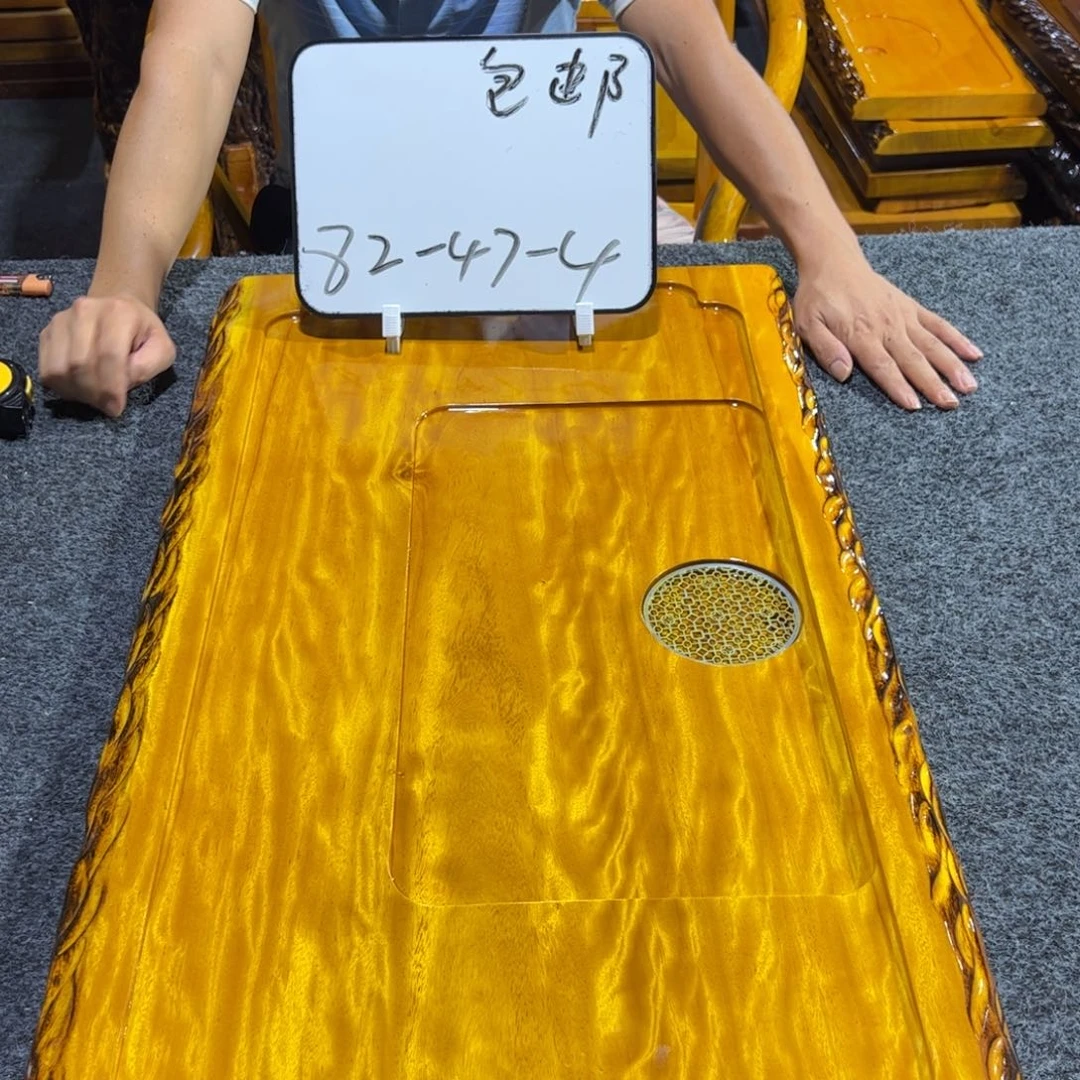 缅甸大叶金丝楠实木茶盘