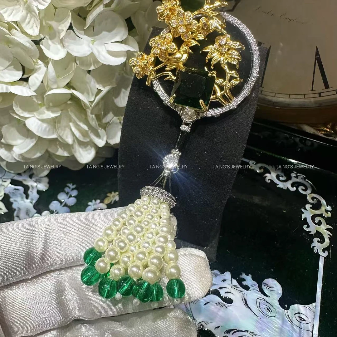 铜合金胸针 流苏 庭院雕花  典藏珍品