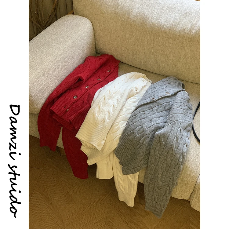 DA麦子“开心麻花”厚版修身版麻花毛衣女（莫机洗）MZ1235开心毛衣