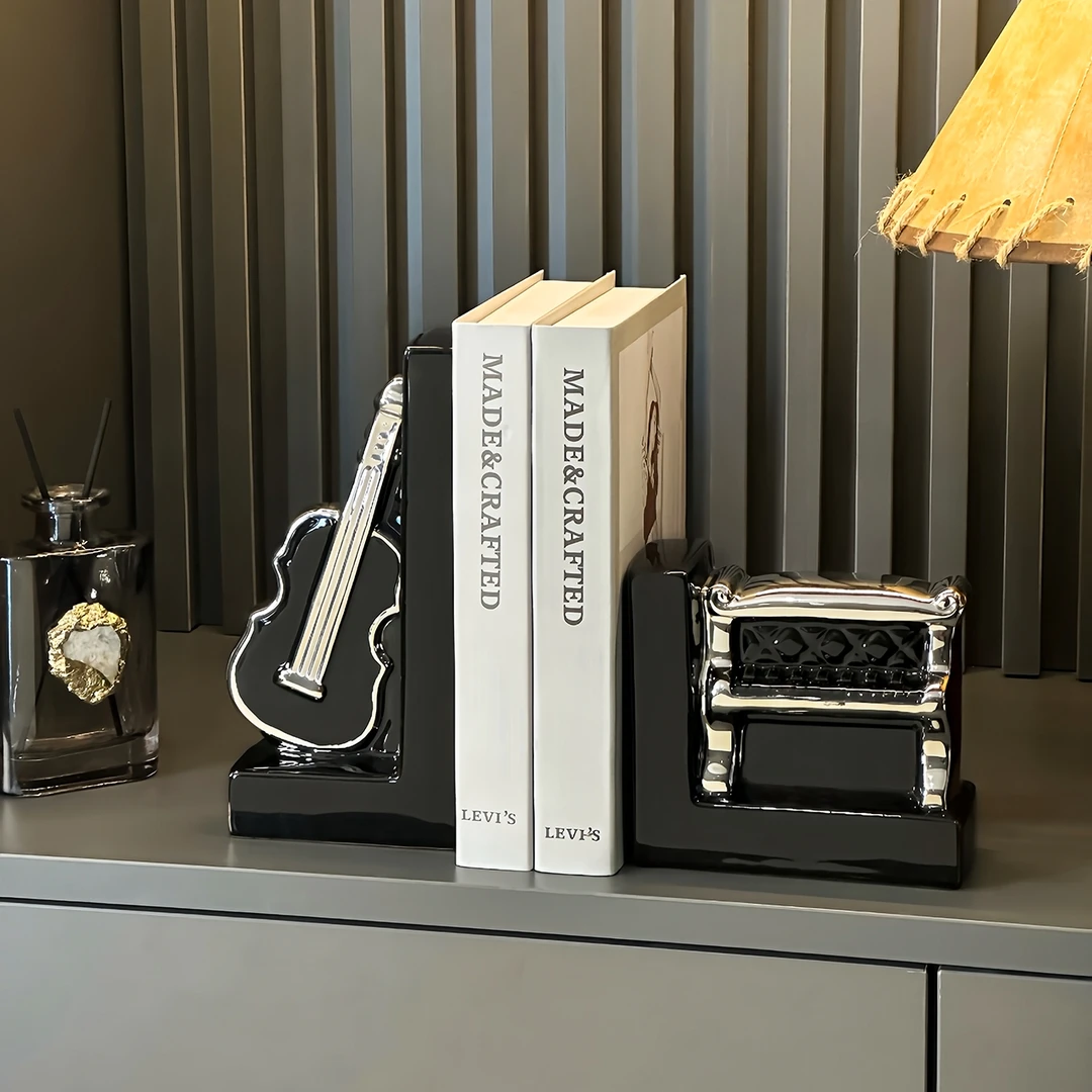 创意乐器书档摆件陶瓷轻奢高档酒柜书房办公室桌面家居摆设装饰品