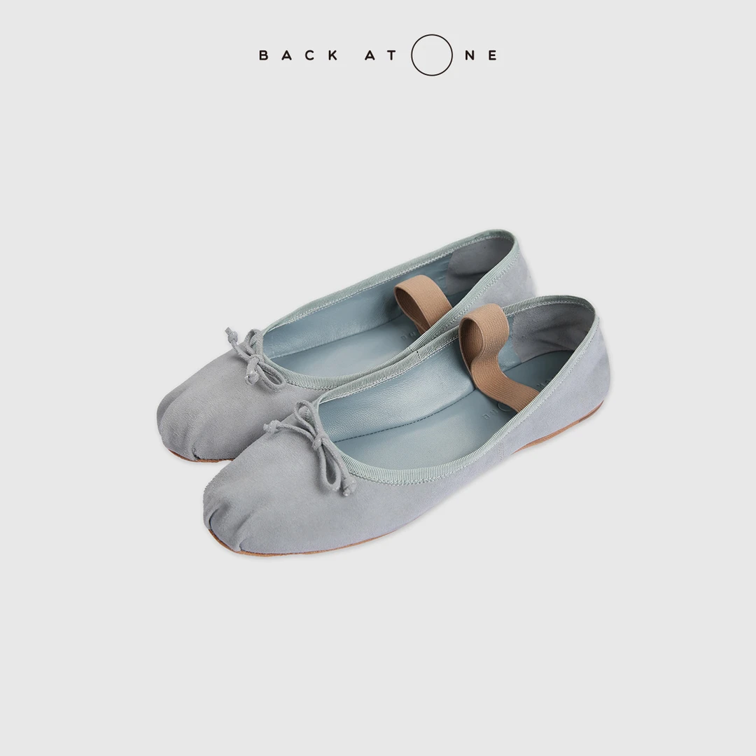 BackAtOne “俏皮蓝调” m*u家褶皱蓝色芭蕾舞单鞋 BFS-7FL262M-K