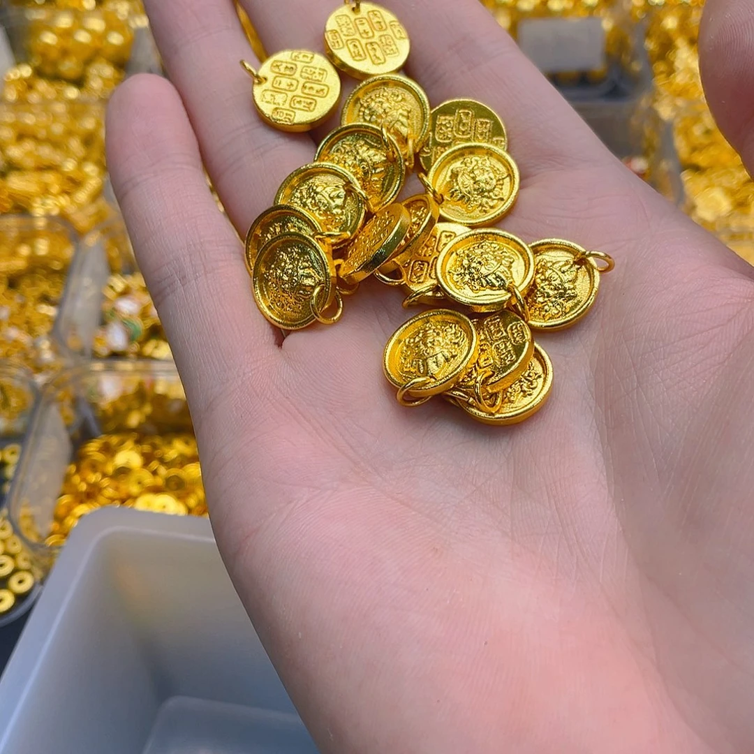 锆石铜合金财神黄财神圆牌1个